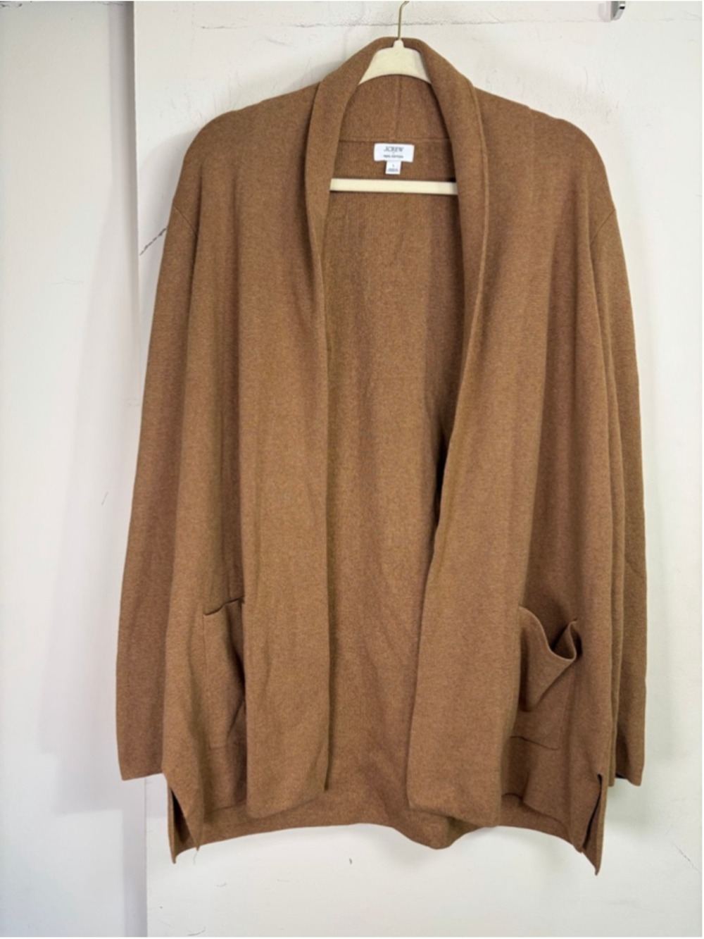 J.Crew Factory Chelsea Sweater Blazer Open Cardigan 100% Cotton Camel Size L